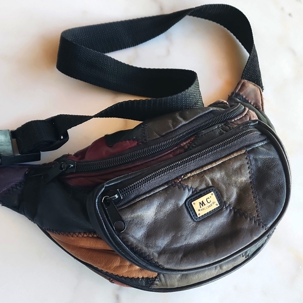 MC Marc Chantal Leather VTG Fanny Pack Multicolor Belt Bag